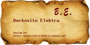 Berkovits Elektra névjegykártya